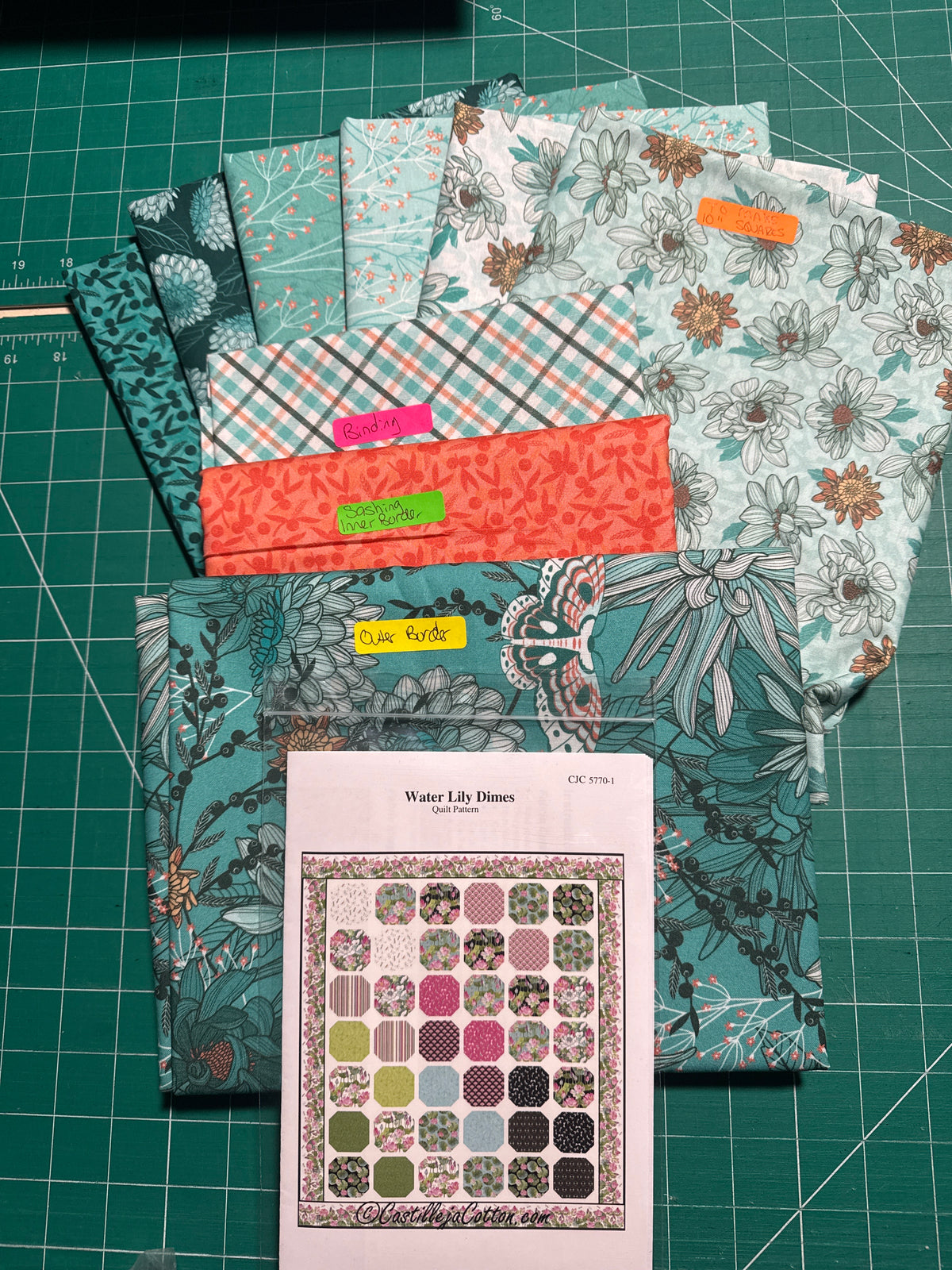Dimes quilt kit. Dahlias at dusk