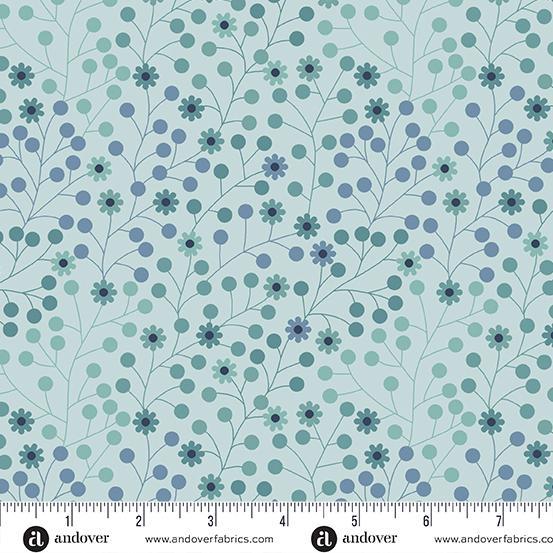 At Days End. Green Fields Daisy Dots. Andover. Sold by the yard