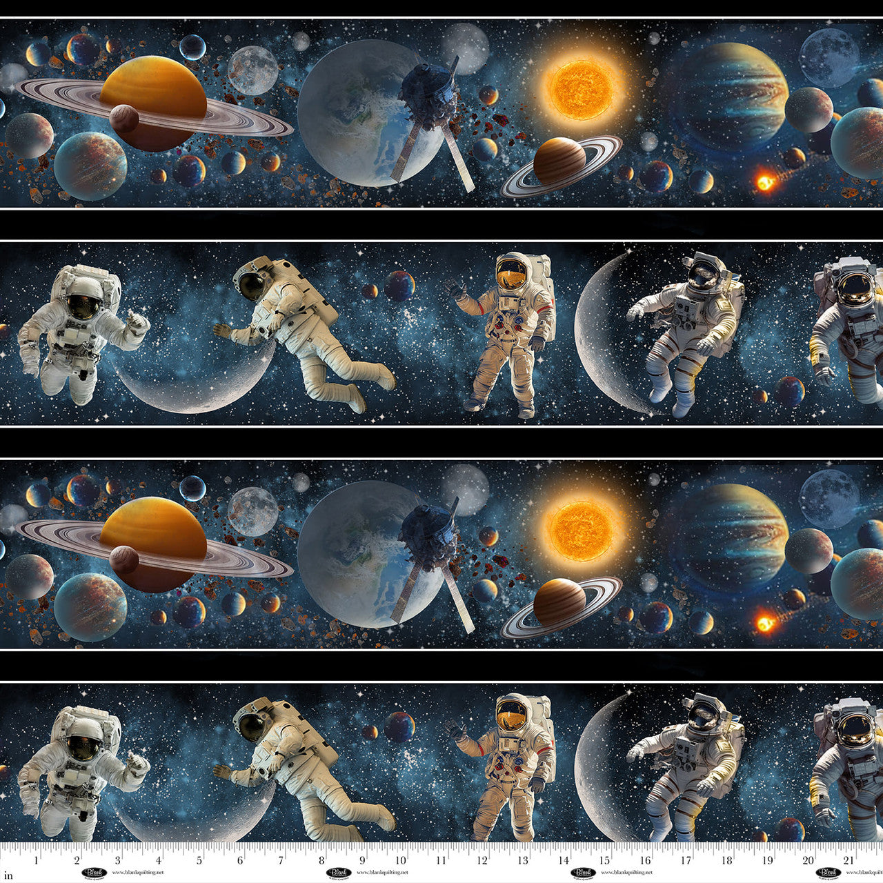 Space Cadet. Astronaut Border. Blank Quilting. Sold by the HALF yard.
