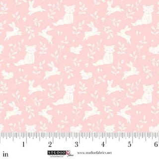 Beautiful Bowquets. Light pink/cream Animals. Sold by the half yard