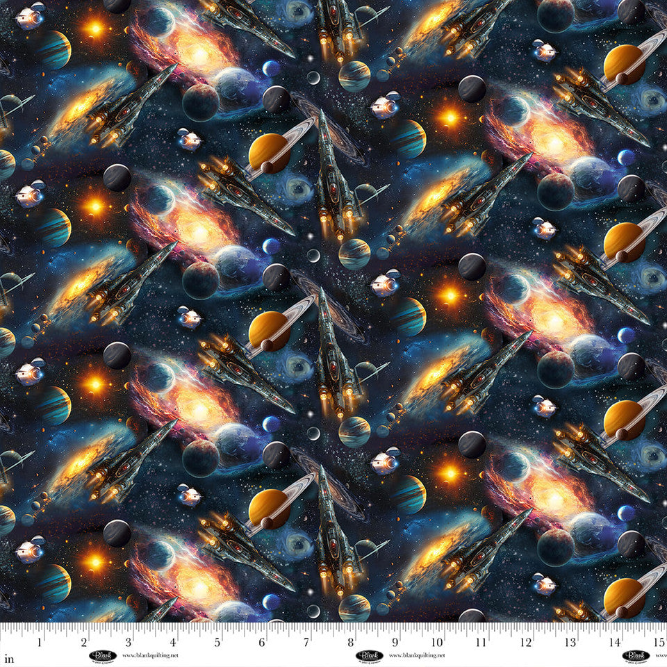 Space Cadet. Space ship. Blank Quilting. Sold by the HALF yard