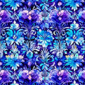 Fantasia, Deco Floral. Violet. Sold by the half yard