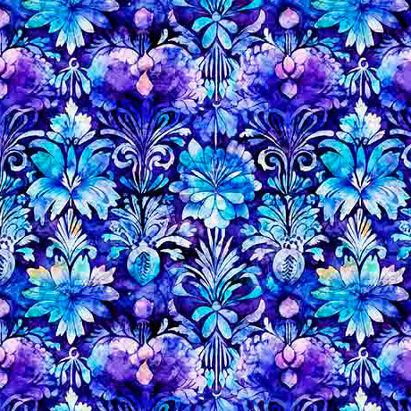 Fantasia, Deco Floral. Violet. Sold by the half yard