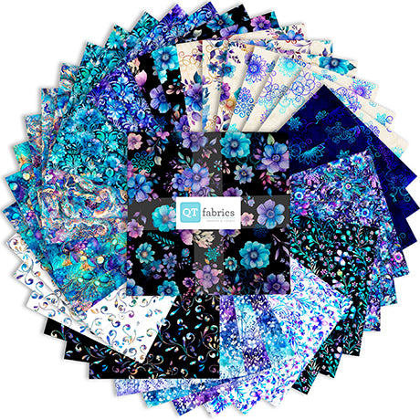 Fantasia. 42 print 10 inch layer cake. QT Fabrics.