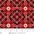 Scarlet's Treasure. Foulard Tiles. Red on Black. Sold by the half yard