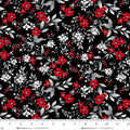 Scarlet's Treasure. Floral Vine. Black. Henry Glass Sold by the half yard