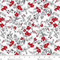 Scarlet's Treasure. Floral Vine. White. Sold by the half yard.