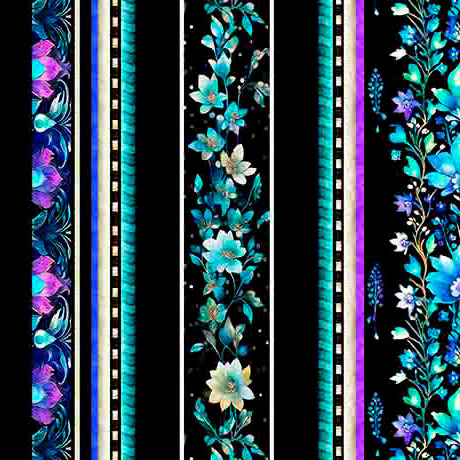 Fantasia. Floral border stripe. Sold by the half yard