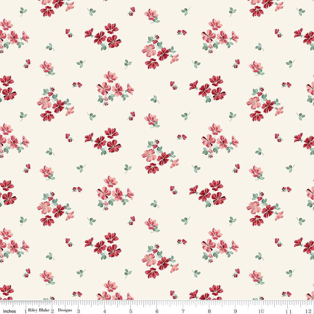 Love You Always. Flowers Toss. Cream. Riley Blake. Sold by the Yard.