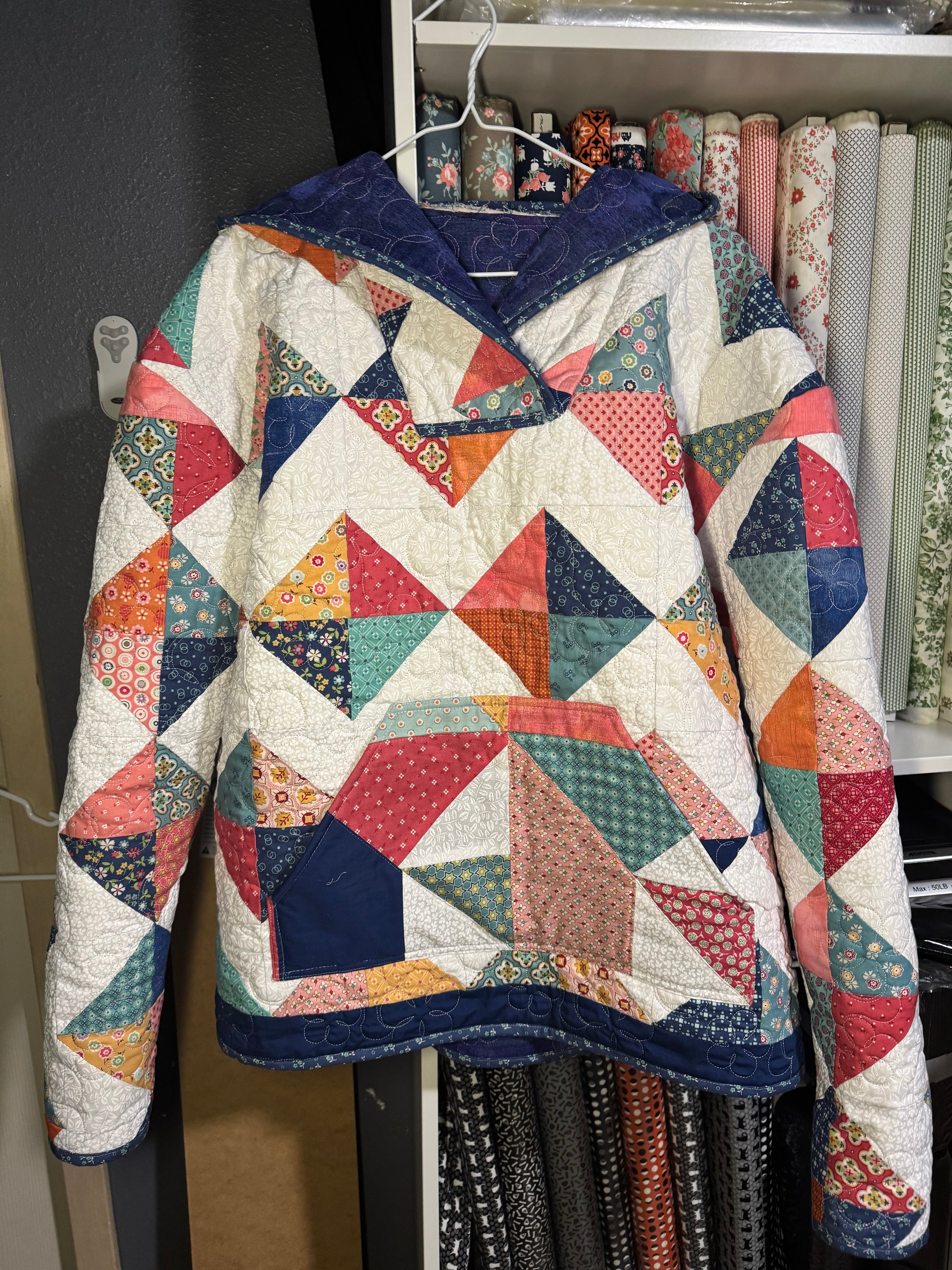 1 of a Kind Longarm Quilted Hoodie. Size Large. Made by Midnight Quilt Society.