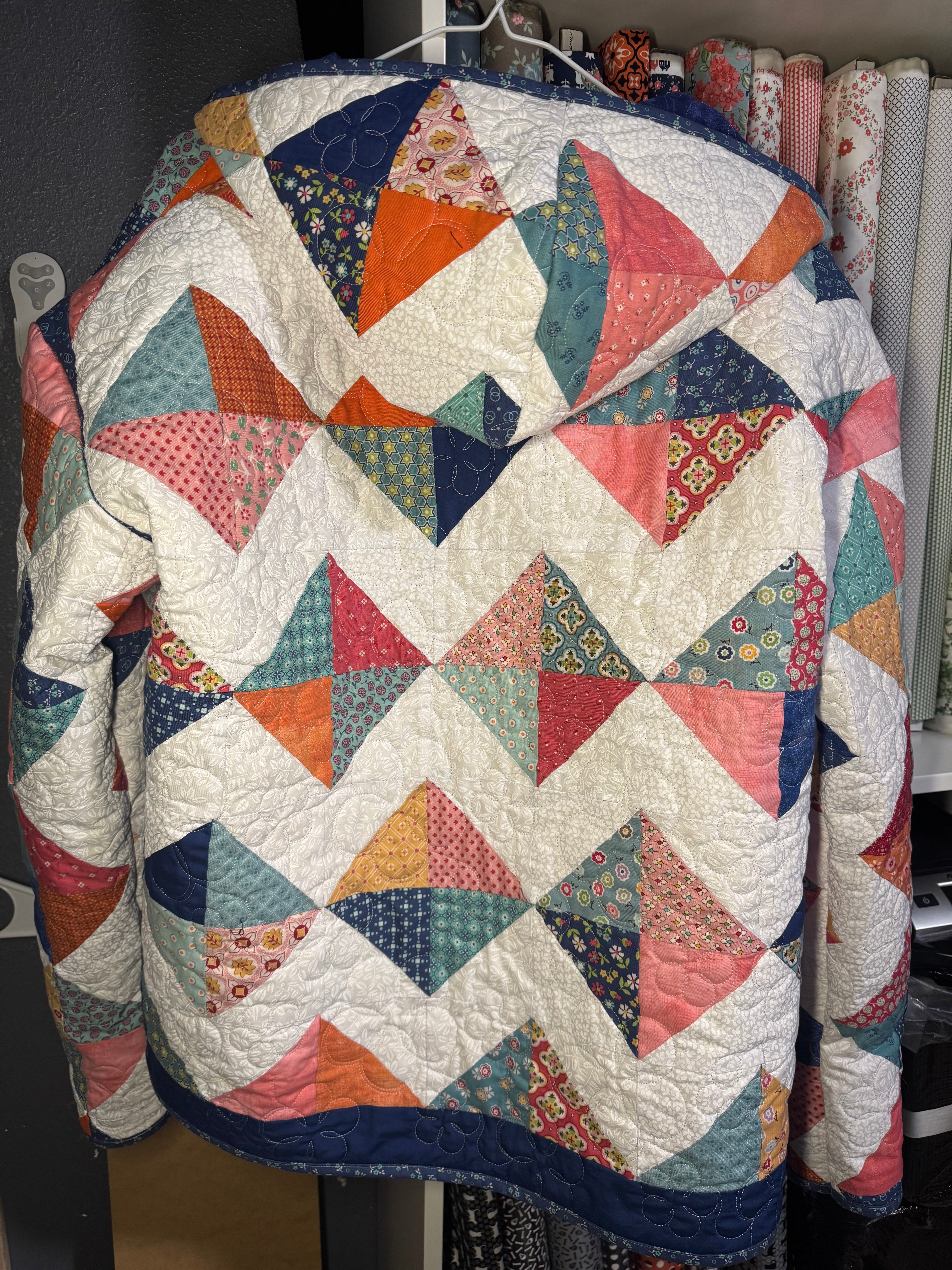 1 of a Kind Longarm Quilted Hoodie. Size Large. Made by Midnight