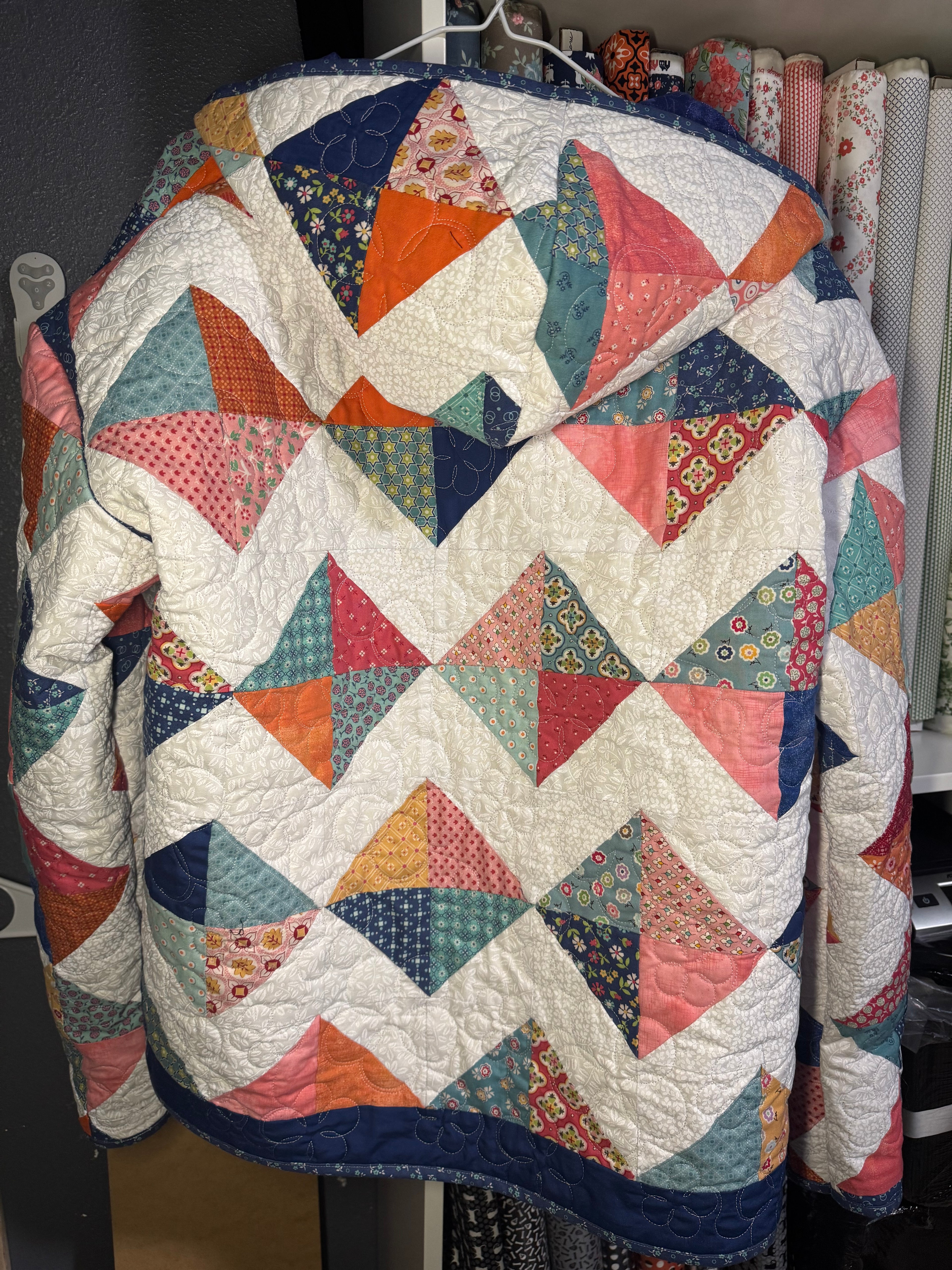 1 of a Kind Longarm Quilted Hoodie. Size Large. Made by Midnight Quilt Society.