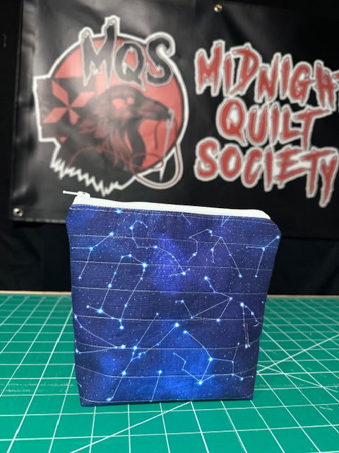 1 of a kind Boxed Zipper bag, blue constellations
