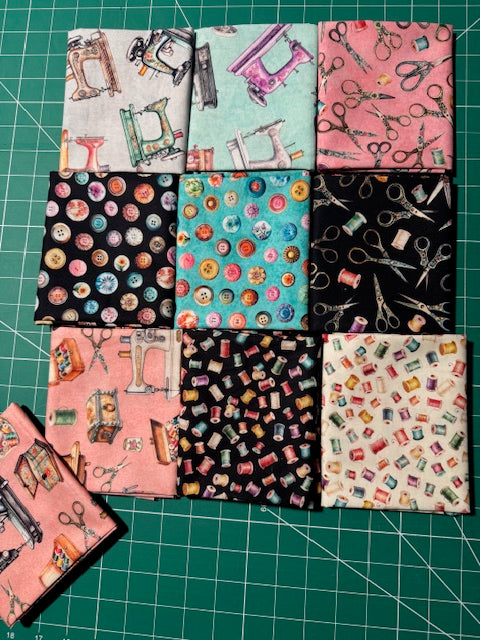 In Stitches Fat Quarter Bundle. QT Fabrics