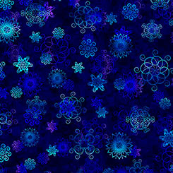 Fantasia. Linear floral navy. Sold by the half yard