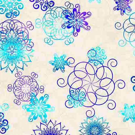 Fantasia. Linear Floral creative. Sold by the half yard.