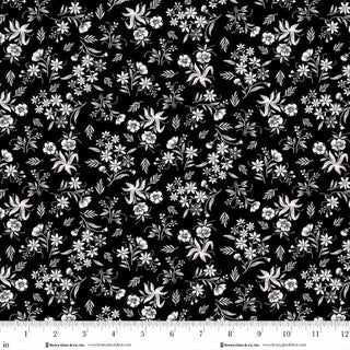 Scarlet's Treasure. Nosegays. Black. Sold by the half yard