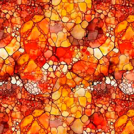 Night Flight Mosaic Orange. QT Fabrics. Sold by the HALF yard