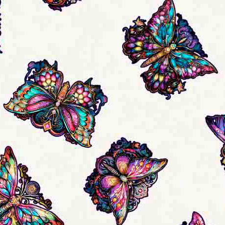 Night Flight Butterfly Toss Beige. Sold By the Yard