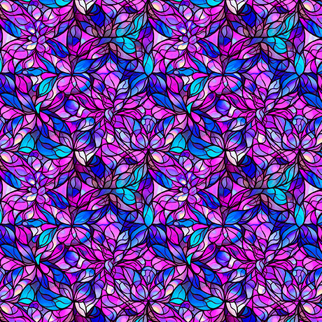 Night Flight Stained Glass Magenta. QT Fabrics. Sold by the HALF yard