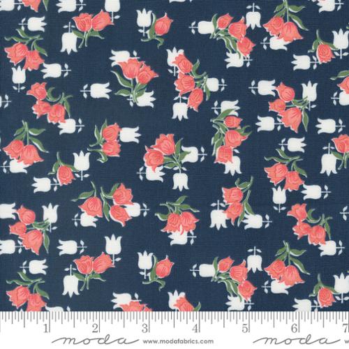 Rosemary Cottage Navy Tulip Florals  Sold by the yard