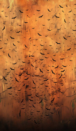 Scary Spice. Ombre Bats. Sold by the half yard