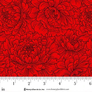 Scarlet's Treasure. Peony Red monotone. Sold by the half yard.