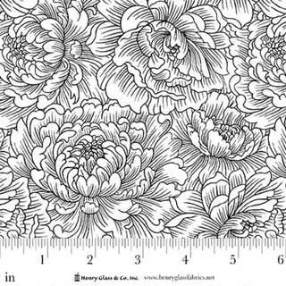 Scarlet's Treasure. Peony. White monotone. Sold by the half yard.