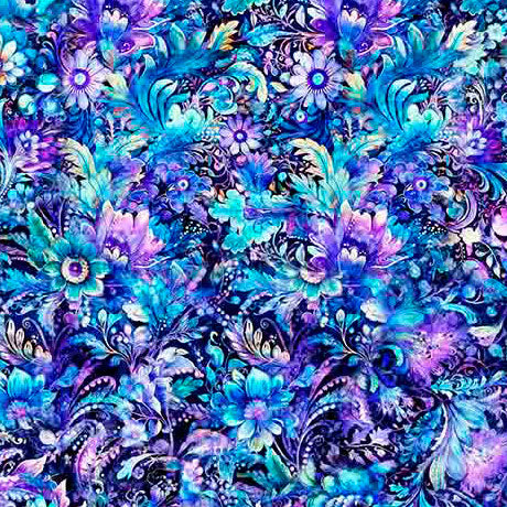 Fantasia. Packed floral. Sold by the half yard.