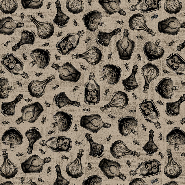 Darkly Enchanted. Potion Bottles. Sold by the half yard