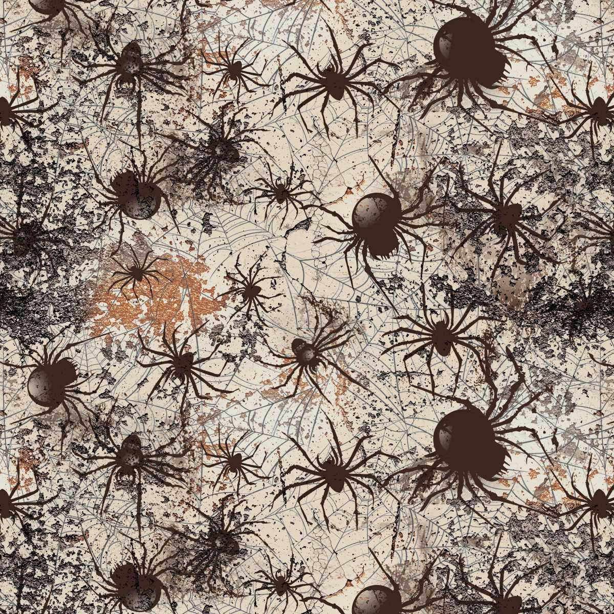 Scary Spice.  Spiders. Sold by the half yard