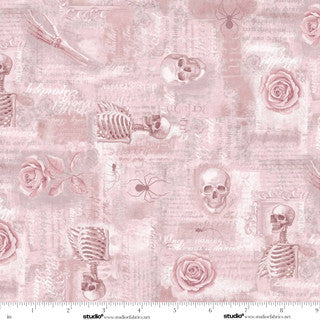 Pretty  Scary. Texture Motif Allover. Pink. Sold by the half yard.