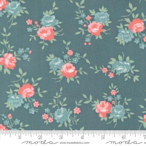 Rosemary Cottage Teal Gather Florals Lake Sold by the yard