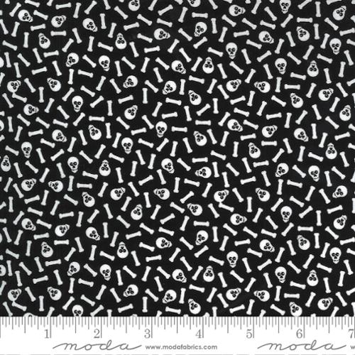 Midnight Magic 2 Mr. Bones Halloween Skulls Black Sold by the yard