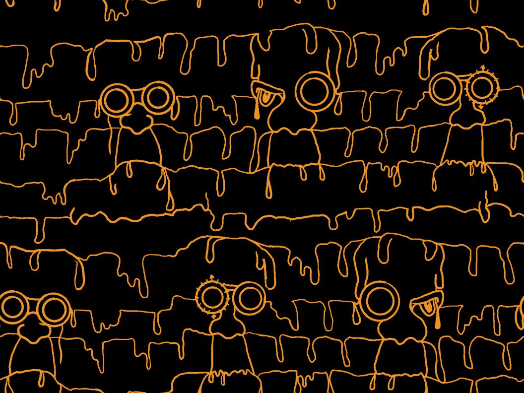 Steampunk Halloween 2. Candle Drip Faces. Black. QT Fabrics. Sold by the yard.