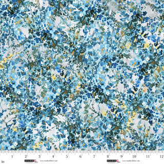 Behind Blue Eyes. Floral Spray. Sold by the half yard